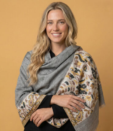 Kavira Grey Kani Pashmina Wrap