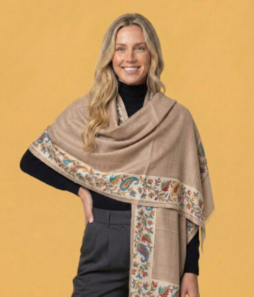 Elvara Beige Kani Pashmina Wrap