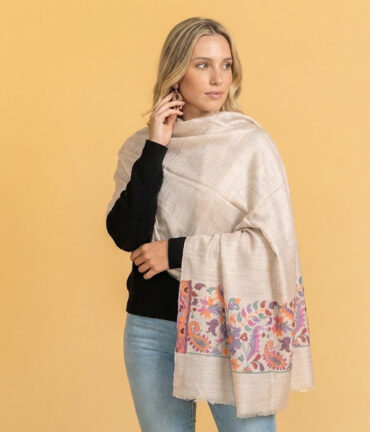 Milan Grey Kani Pashmina Wrap
