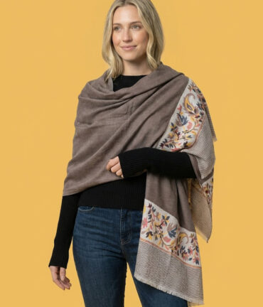 Russet Brown Kani Pashmina Wrap