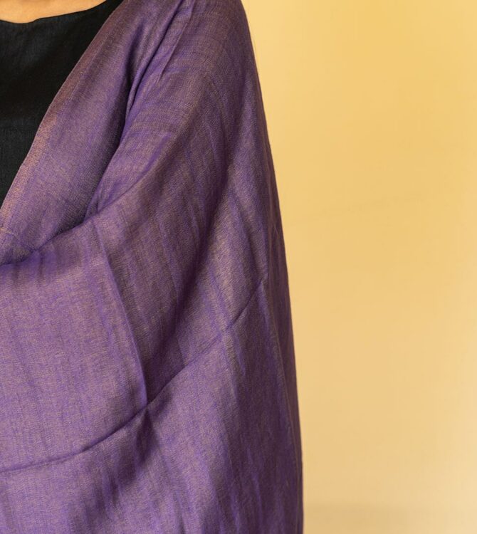 Original Pashmina Full Zari Double Sided Stole | Purple Pashmina Stole Online - Luxury Pashmina