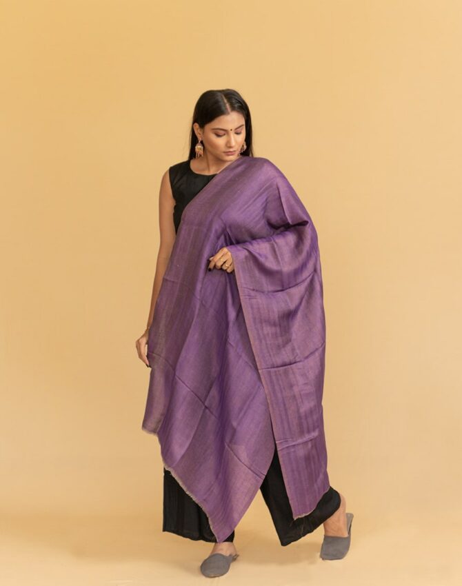 Original Pashmina Full Zari Double Sided Stole | Purple Pashmina Stole Online - Luxury Pashmina