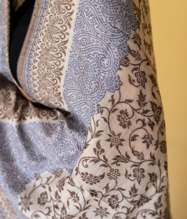 Pure Pashmina Full Kani Stole | White Pashmina Stole Online | Kashmiri Stoles Online - Luxury Pashmina