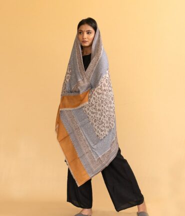 Pure Pashmina Full Kani Stole | White Pashmina Stole Online | Kashmiri Stoles Online - Luxury Pashmina