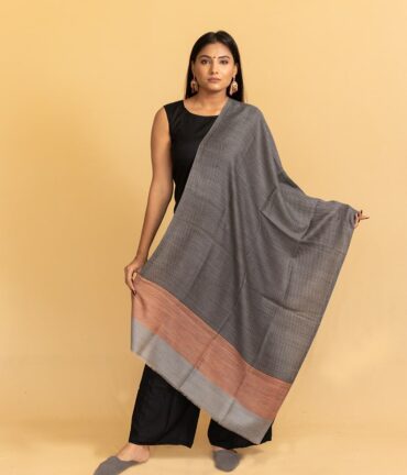 Pure Pashmina Lining Stole Striped Pallu | Authentic Kashmiri Wrap | Original Pashmina Fabric - Luxury Pashmina