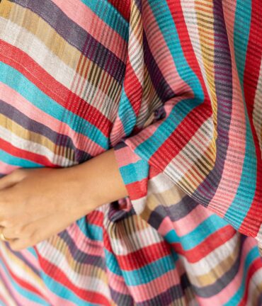 Pure Pashmina Striped Stole | Multicolor Pashmina Stole Online | Kashmiri Stoles Online - Luxury Pashmina