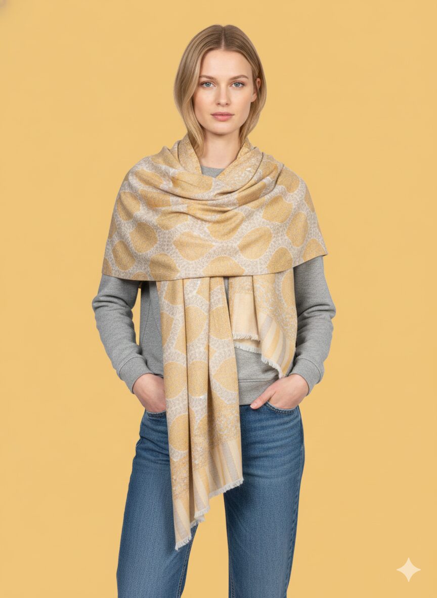 Alba Beige Kani Pashmina Wrap