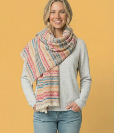 Ivory Zigzag Reversible Pashmina Wrap