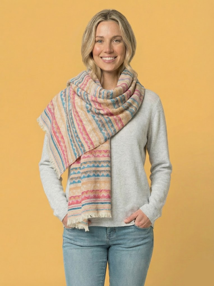 Ivory Zigzag Reversible Pashmina Wrap
