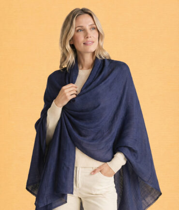 Midnight Black Blue Reversible Pashmina Wrap