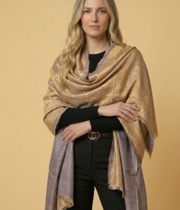 Argenta Golden Reversible Zari Pashmina Shawl