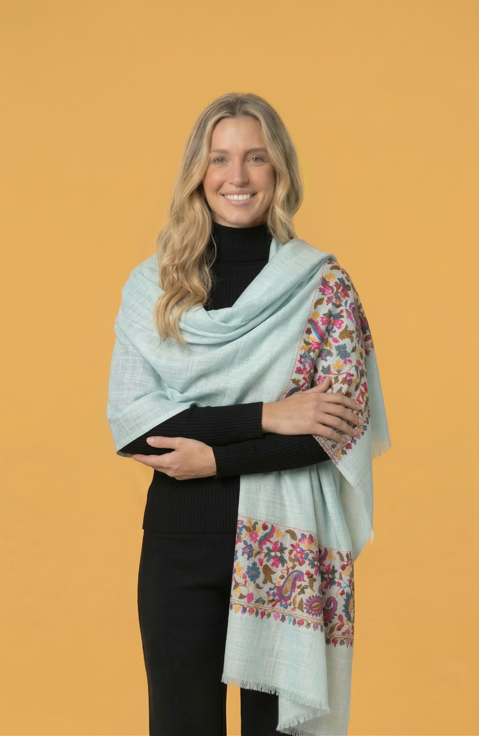 Florane Sky Blue Pashmina Shawl