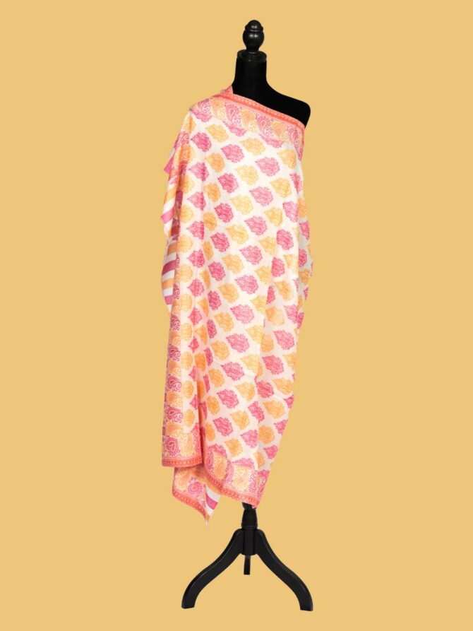 Pure Pashmina Full Kani Shawl Mango Pattern - Pink orange | Original Pashmina Shawl | Authentic Pashmina Shawl - Luxury Pashmina