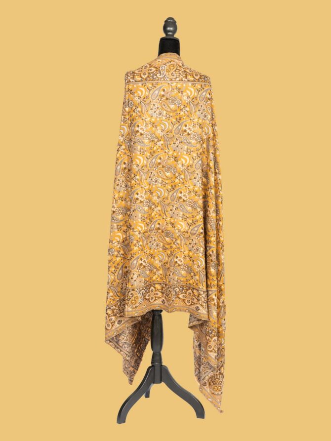 Pure Pashmina Full Kani Work Shawl - Mustard | Buy Original Pashmina Shawl | Authentic Cashmere Shawl | Pashmina Shawl - Luxury Pashmina