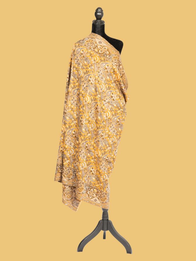 Pure Pashmina Full Kani Work Shawl - Mustard | Buy Original Pashmina Shawl | Authentic Cashmere Shawl | Pashmina Shawl - Luxury Pashmina