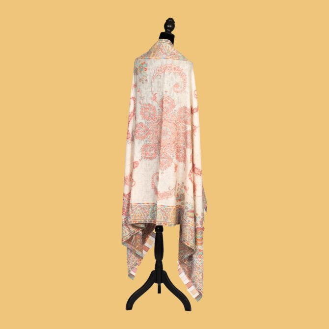 Pure Pashmina Full Kani Work Shawl White | Original Pashmina Shawl | Authentic Pashmina Shawl Pure Pashmina Shawl - Luxury Pashmina