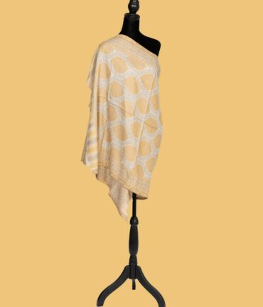 Pure Pashmina Kani Stole with Almond Shaped Design, Beige | Buy Original Pashmina Stole | Authentic Cashmere Stole | Pashmina Wrap - Luxury Pashmina