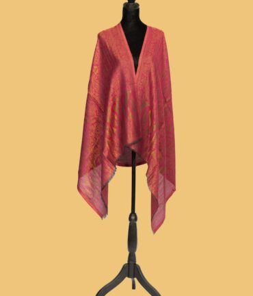 Pure Pashmina Reversible Full Zari Work Stole - Dark Pink | Buy Original Pashmina Stole | Authentic Cashmere Stole | Pash Wrap - Luxury Pashmina