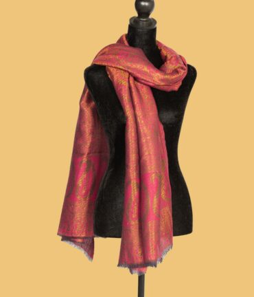 Pure Pashmina Reversible Full Zari Work Stole - Dark Pink | Buy Original Pashmina Stole | Authentic Cashmere Stole | Pash Wrap - Luxury Pashmina