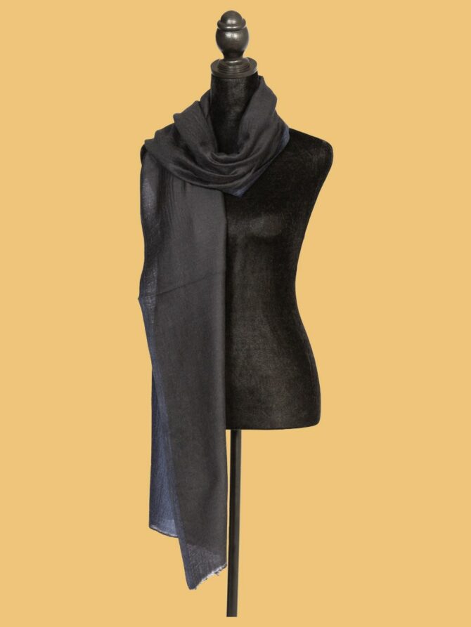 Pure Pashmina Reversible Plain Stole - Black, Blue | Buy Original Pashmina Stole | Authentic Cashmere Stole | Pash Wrap - Luxury Pashmina