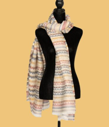 Pure Pashmina Reversible Stole Zigzag Stripped With Zari | Buy Original Pashmina Stole | Authentic Cashmere Stole | Pash Wrap - Luxury Pashmina