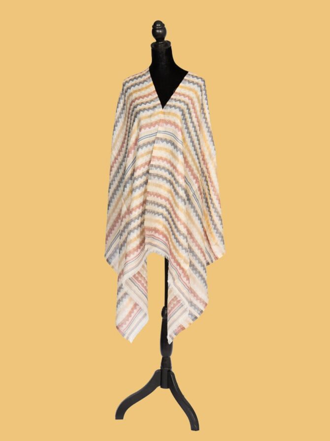 Pure Pashmina Reversible Stole Zigzag Stripped With Zari | Buy Original Pashmina Stole | Authentic Cashmere Stole | Pash Wrap - Luxury Pashmina