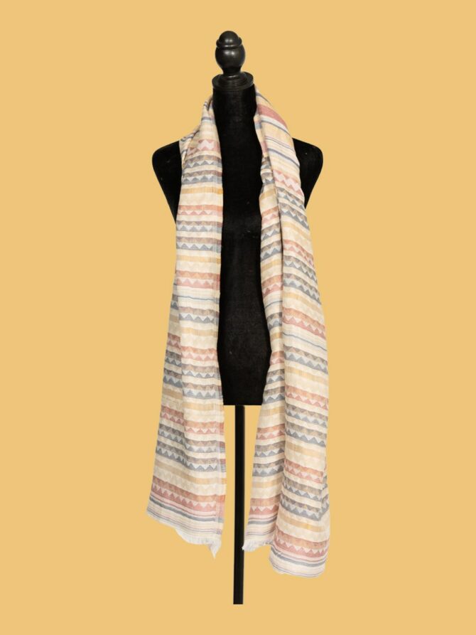 Pure Pashmina Reversible Stole Zigzag Stripped With Zari | Buy Original Pashmina Stole | Authentic Cashmere Stole | Pash Wrap - Luxury Pashmina