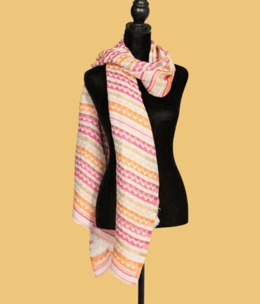 Pure Pashmina Reversible Stole with Zigzag Stripped Zari, Cream | Buy Original Pashmina Stole | Authentic Cashmere Stole | Pash Wrap - Luxury Pashmina