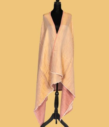 Pure Pashmina Shawl with Double-Sided Golden Zari - Light Orange | Buy Original Pashmina Shawl | Authentic Cashmere Shawl | Pashmina Shawl - Luxury Pashmina