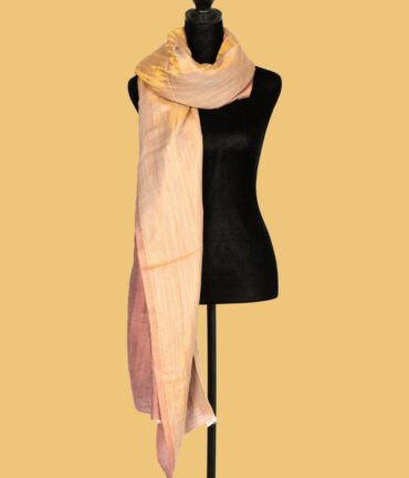 Pure Pashmina Shawl with Double-Sided Golden Zari - Light Orange | Buy Original Pashmina Shawl | Authentic Cashmere Shawl | Pashmina Shawl - Luxury Pashmina