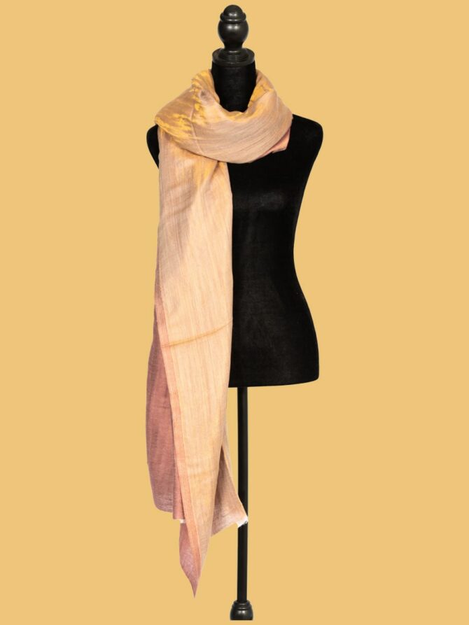 Pure Pashmina Shawl with Double-Sided Golden Zari - Light Orange | Buy Original Pashmina Shawl | Authentic Cashmere Shawl | Pashmina Shawl - Luxury Pashmina