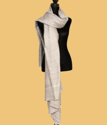 Pure Pashmina Shawl with Double-Sided Stripped Grey | Buy Original Pashmina Shawl | Authentic Cashmere Shawl | Pashmina Wrap - Luxury Pashmina