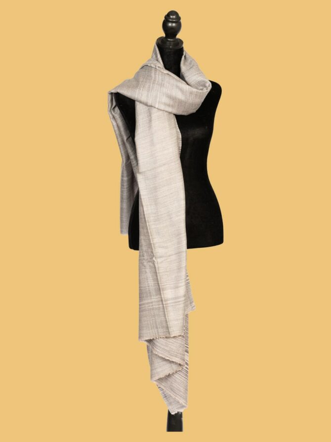 Pure Pashmina Shawl with Double-Sided Stripped Grey | Buy Original Pashmina Shawl | Authentic Cashmere Shawl | Pashmina Wrap - Luxury Pashmina