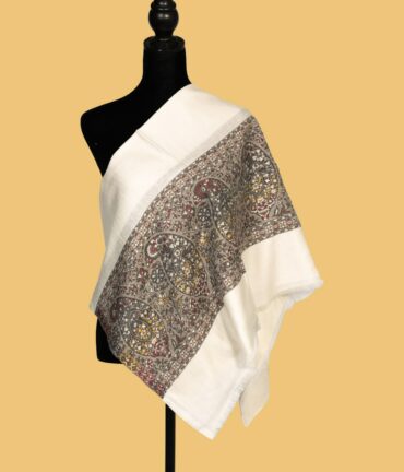 Pure Pashmina Shawl with Mango Design on Pallu | Buy Original Pashmina Shawl | Authentic Cashmere Shawl | Pashmina Wrap - Luxury Pashmina