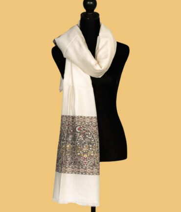 Pure Pashmina Shawl with Mango Design on Pallu | Buy Original Pashmina Shawl | Authentic Cashmere Shawl | Pashmina Wrap - Luxury Pashmina