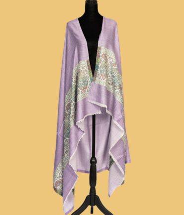 Pure Pashmina Shawl with Mango Design on Pallu - Lavender | Buy Original Pashmina Shawl | Authentic Cashmere Shawl | Pashmina Wrap - Luxury Pashmina