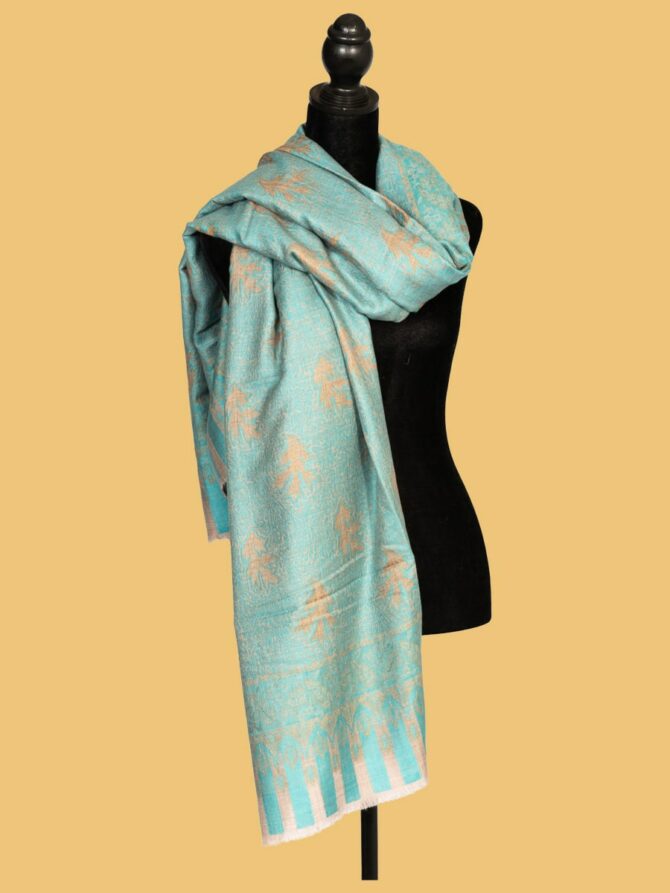 Pure Pashmina Shawl with Tree Moonlight Zari | Buy Original Pashmina Shawl | Authentic Cashmere Shawl | Pashmina Wrap - Luxury Pashmina