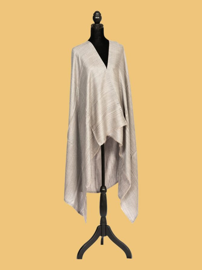 Pure Pashmina Stole Double Sided Plain, Beige & Light Grey | Buy Original Pashmina Stole | Authentic Cashmere Stole | Pash Wrap - Luxury Pashmina