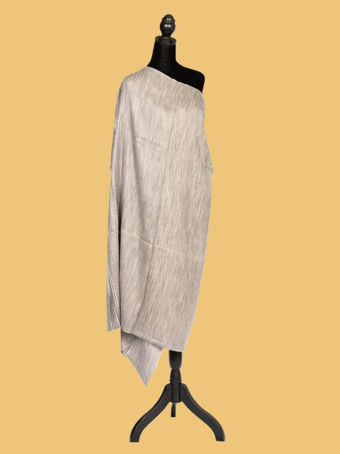 Pure Pashmina Stole Double Sided Plain, Beige & Light Grey | Buy Original Pashmina Stole | Authentic Cashmere Stole | Pash Wrap - Luxury Pashmina