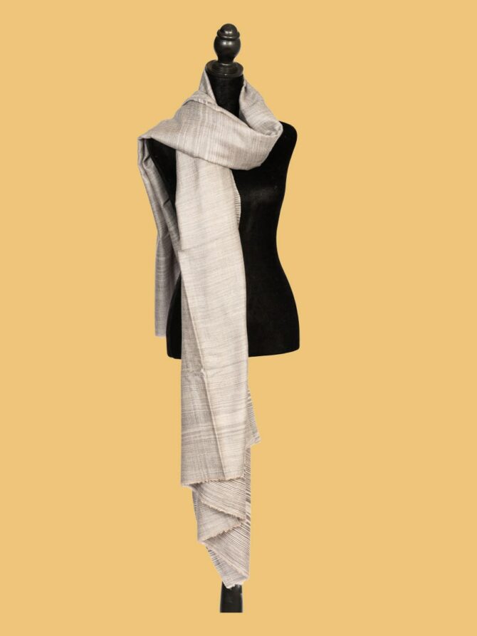 Pure Pashmina Stole Double Sided Plain, Beige & Light Grey | Buy Original Pashmina Stole | Authentic Cashmere Stole | Pash Wrap - Luxury Pashmina