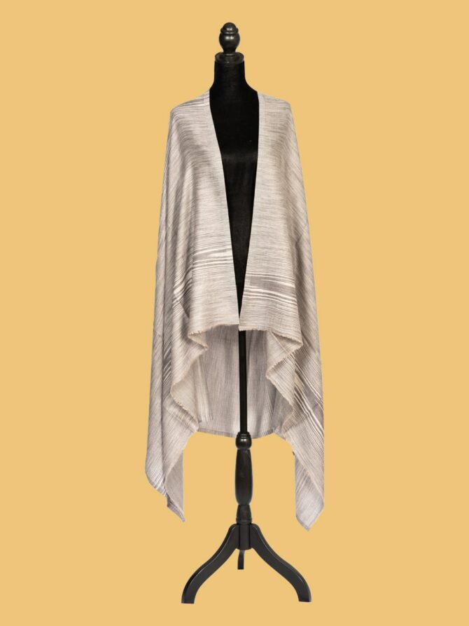 Pure Pashmina Stole Double Sided Plain, Beige & Light Grey | Buy Original Pashmina Stole | Authentic Cashmere Stole | Pash Wrap - Luxury Pashmina