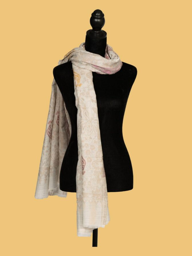 Pure Pashmina Stole with Full Kani Work & Bird Patter | Buy Original Pashmina Stole | Authentic Cashmere Stole | Pashmina Wrap - Luxury Pashmina