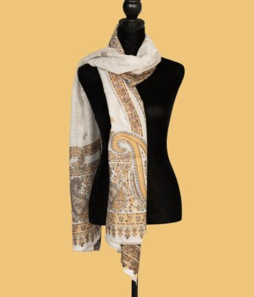 Pure Pashmina Stole with Full Thread Kani Work | Buy Original Pashmina Stole | Authentic Cashmere Stole | Pashmina Wrap - Luxury Pashmina