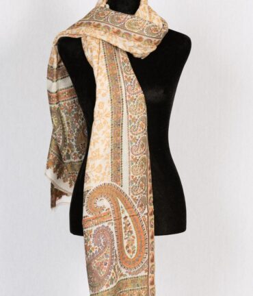 Pure Pashmina Stole with Full Thread Kani Work - White | Buy Original Pashmina Stole | Authentic Cashmere Stole | Pash Wrap - Luxury Pashmina