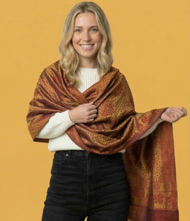 Velora Maroon Reversible Zari Pashmina Shawl